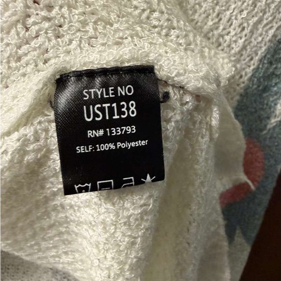 POL FLOWER DROPPED SHOULDER LONG SLEEVE KNIT TOP Sz: S - Picture 6 of 7